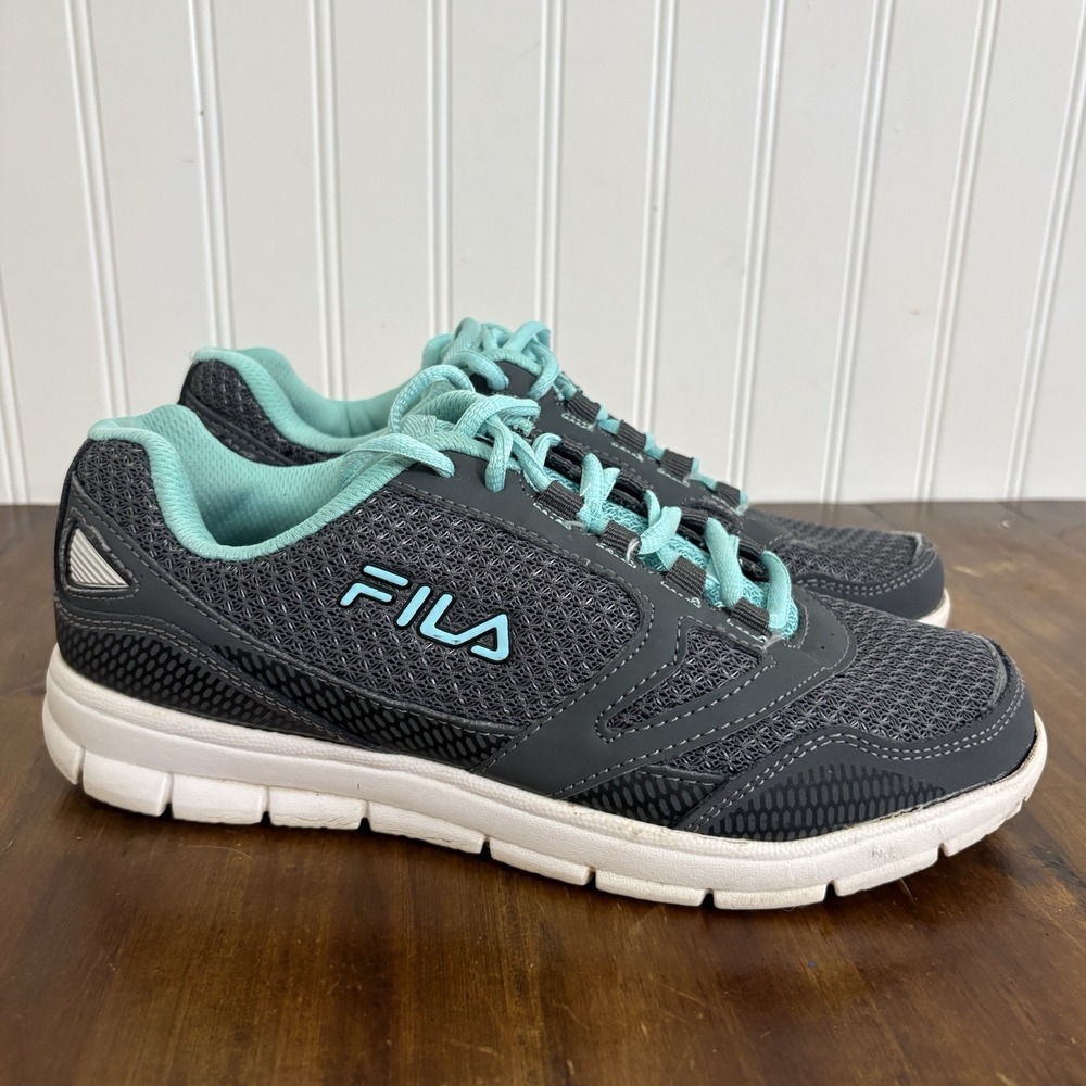 Fila Women's Direction Running Shoes Size 9 Gray Teal Mesh Comfort Athletic -see